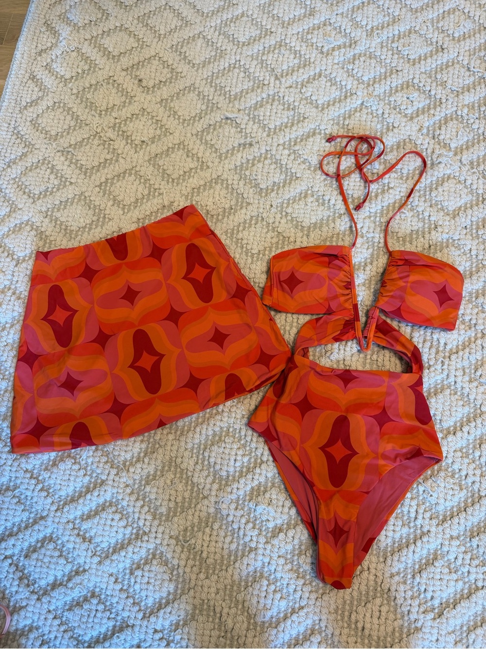 DEVON WINDSOR Cassidy Coral Cush One-Piece and matching Skirt cover-up!